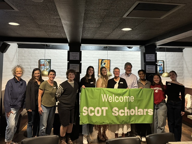 Shorecrest College Opportunity Tribute (S.C.O.T.) students celebrating the start of a new scholarship opportunity thanks to a generous gift.