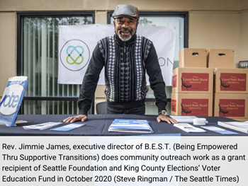 Rev Jimmie James executive director of BEST Being Empowered Thru Supportive Transitions does community outreach work