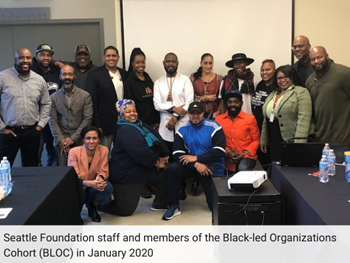 Seattle Foundation staff and members of the Blackled Organizations Cohort BLOC in January 2020